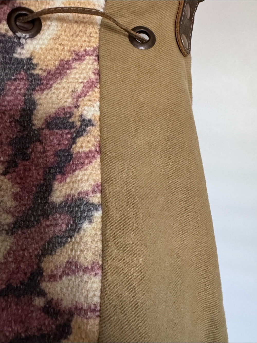 MYRA BAG Tan and Pink Boho Drawstring Shoulder Bucket Bag - Picture 8 of 14